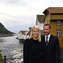 Crown Prince Haakon and Crown Princess Mette-Marit in Sogndalstrand during their visit to Rogaland county, September 2009. Handout picture from The Royal Court. For editorial use only - not for sale. Photo: Knut S. Vindfallet / Sokndal kommune.